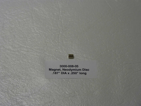 3000-008-05 - Magnet, Neodymium Disc, .187" DIA x .250" long