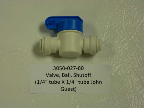 3050-027-60 - Valve, Ball, Shutoff, 1/4" Tube to 1/4" Tube,