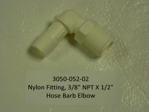3050-052-02 - Nyon fitting, 3/8 npt X 1/2 Barb el