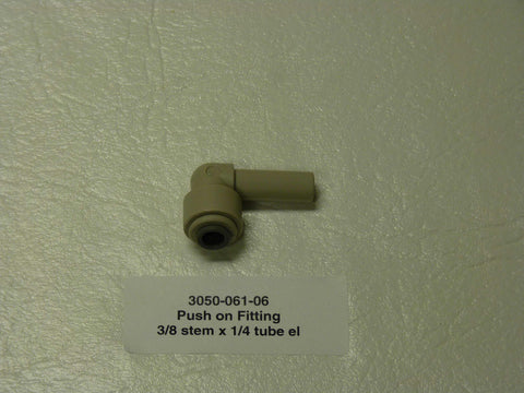 3050-061-06 - Push on Fitting, 3/8 stem x 1/4 tube el
