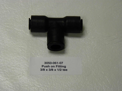 3050-061-07 - Push on Fitting, 3/8 x 3/8 x 1/2 tee