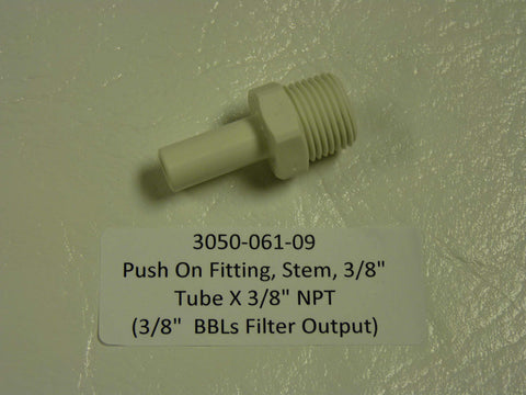 3050-061-09 - Push on Fitting, Stem, 3/8 Tube OD, 3/8 NPTF