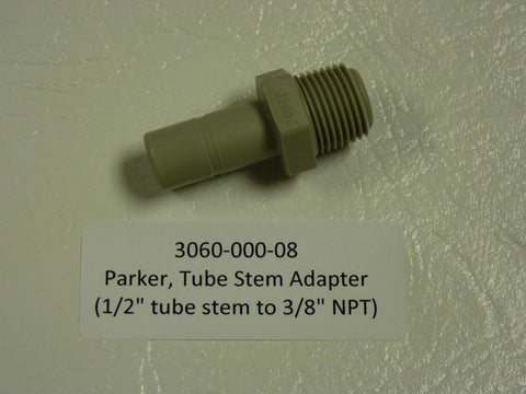 3060-000-08 - Parker Plastic Fitting, Tube Stem Adapter 1/2"Tu