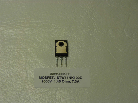 3322-003-00 - MOSFET,  STW11NK100Z, 1000V  1.45 Ohm, 7.3A