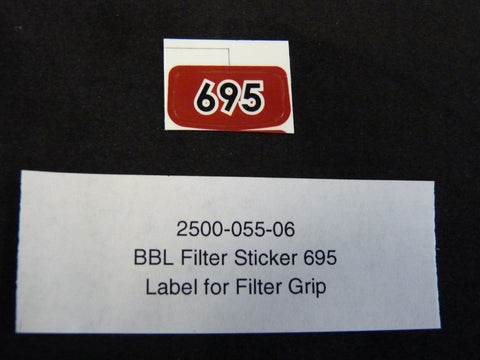 2500-055-06 - BBL Filter Sticker, 695 - Label for filter grip