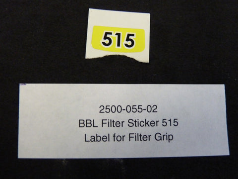 2500-055-02 - BBL Filter Sticker, 515 - Label for filter grip