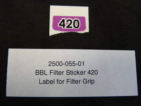 2500-055-01 - BBL Filter Sticker, 420 - Label for filter grip